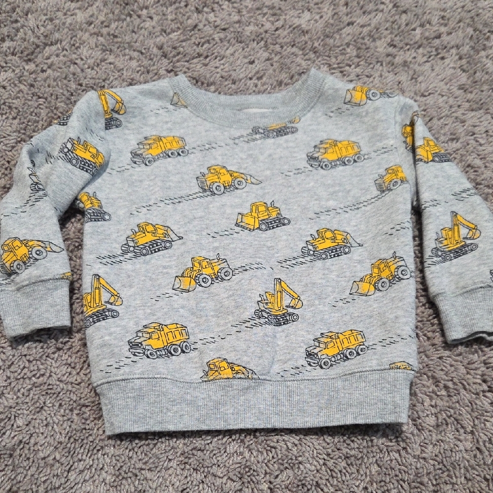 Jumping Beans Gray Sweatshirt with Yellow Construction Print